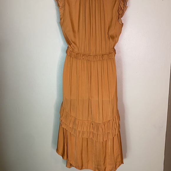 Women’s Current Air Anthropologie Romantic Orange Ruffle Dress Size Large - Picture 11 of 14